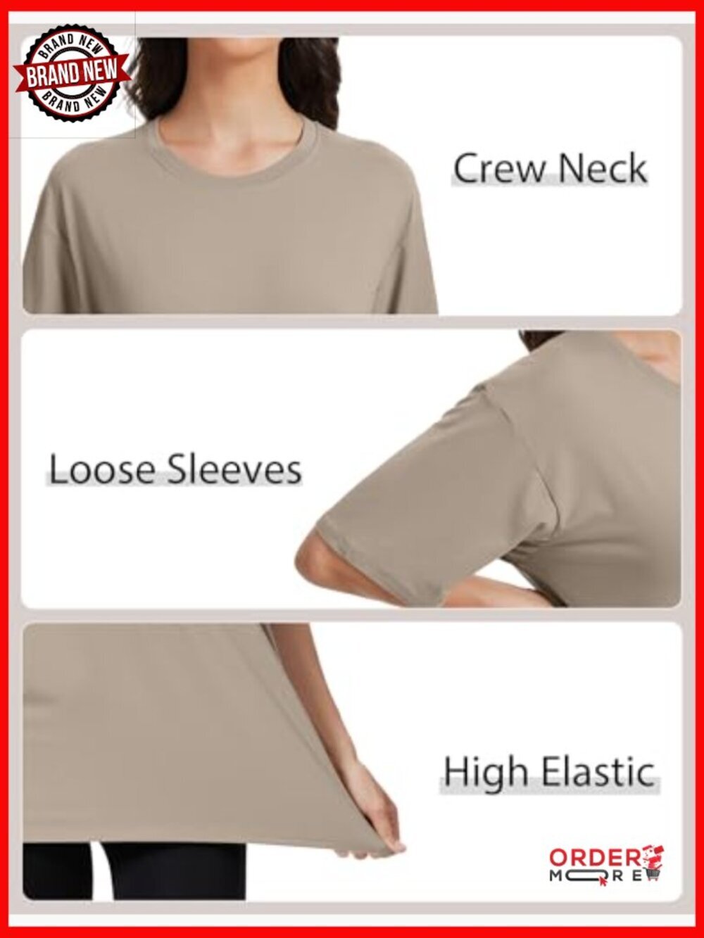 5 Pack Womens Oversized Crew Neck Short Sleeve Tshirts Loose Fit Tee Tops - Picture 4 of 6